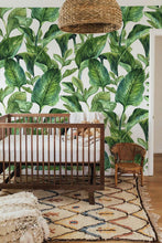 Load image into Gallery viewer, Wallpaper with tropical palm trees in a bedroom