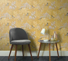 Load image into Gallery viewer, Wallpaper of soaring birds fly over an enchanting Japanese treescape

