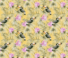 Load image into Gallery viewer, Wallpaper of perching toucans amongst vibrant and flourishing leaves
